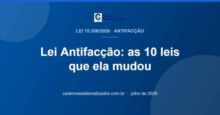 Capa do artigo sobre a Lei Antifacção, Lei 15.358 de 2026, e as dez leis que ela alterou