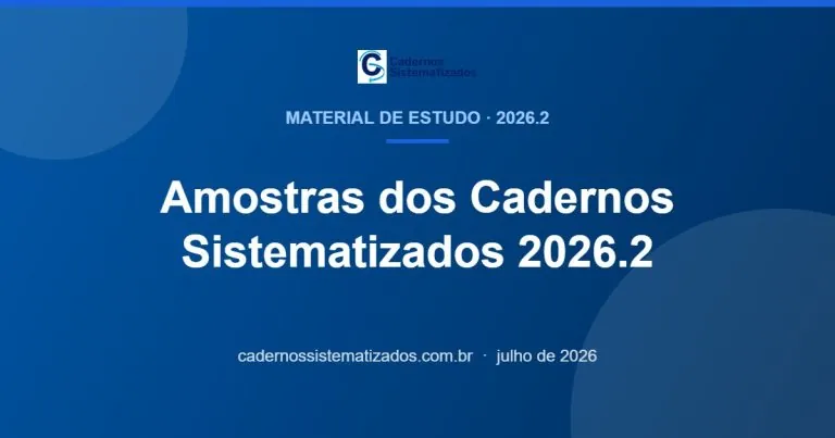 Capa do artigo com amostras gratuitas dos Cadernos Sistematizados edição 2026.2